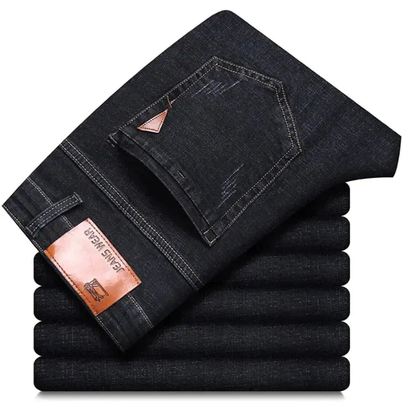 Men's Fashion Straight Jeans – Stretch Slim Fit Business Denim  Adomoo