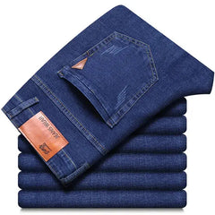 Men's Fashion Straight Jeans – Stretch Slim Fit Business Denim  Adomoo