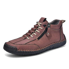 Men's Casual Leather Shoes Retro High Top  Adomoo