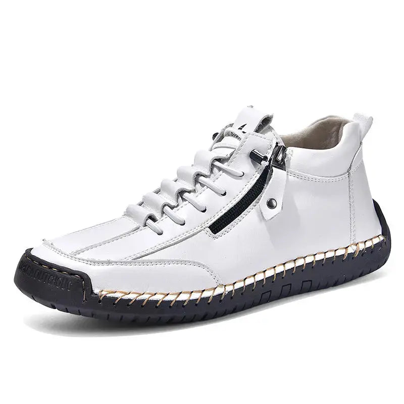 Men's Casual Leather Shoes Retro High Top  Adomoo