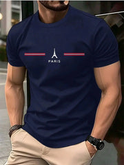 Men's Oversized Cotton T-Shirt – Paris Letter Print, Summer Casual  Adomoo
