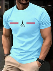 Men's Oversized Cotton T-Shirt – Paris Letter Print, Summer Casual  Adomoo