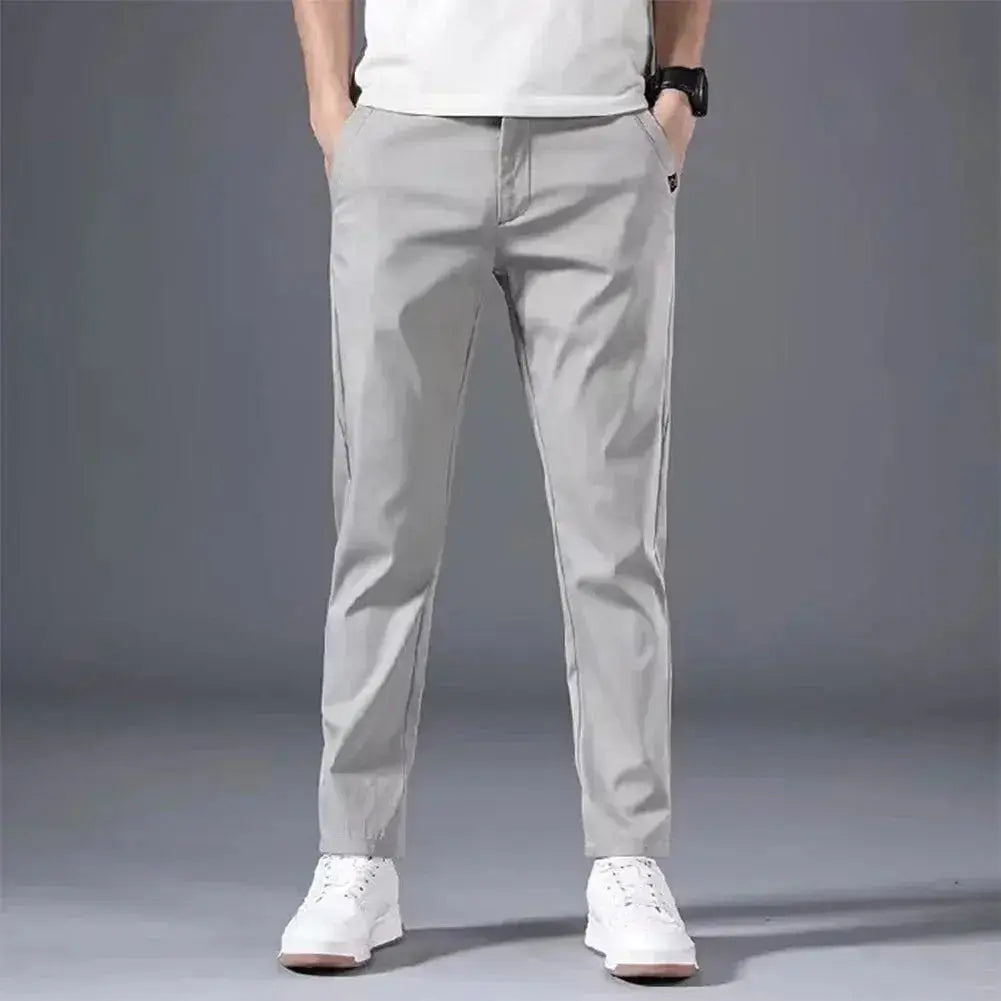 "Men's Slim Fit Chino Pants - Lightweight Summer Trousers - Classic Style with Flexibility and Comfort - Middle Waist Casual Flat Front Full Length Pants for Everyday Wear  Adomoo