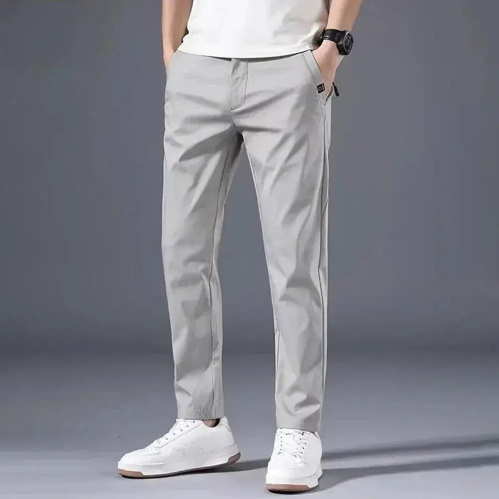 "Men's Slim Fit Chino Pants - Lightweight Summer Trousers - Classic Style with Flexibility and Comfort - Middle Waist Casual Flat Front Full Length Pants for Everyday Wear  Adomoo