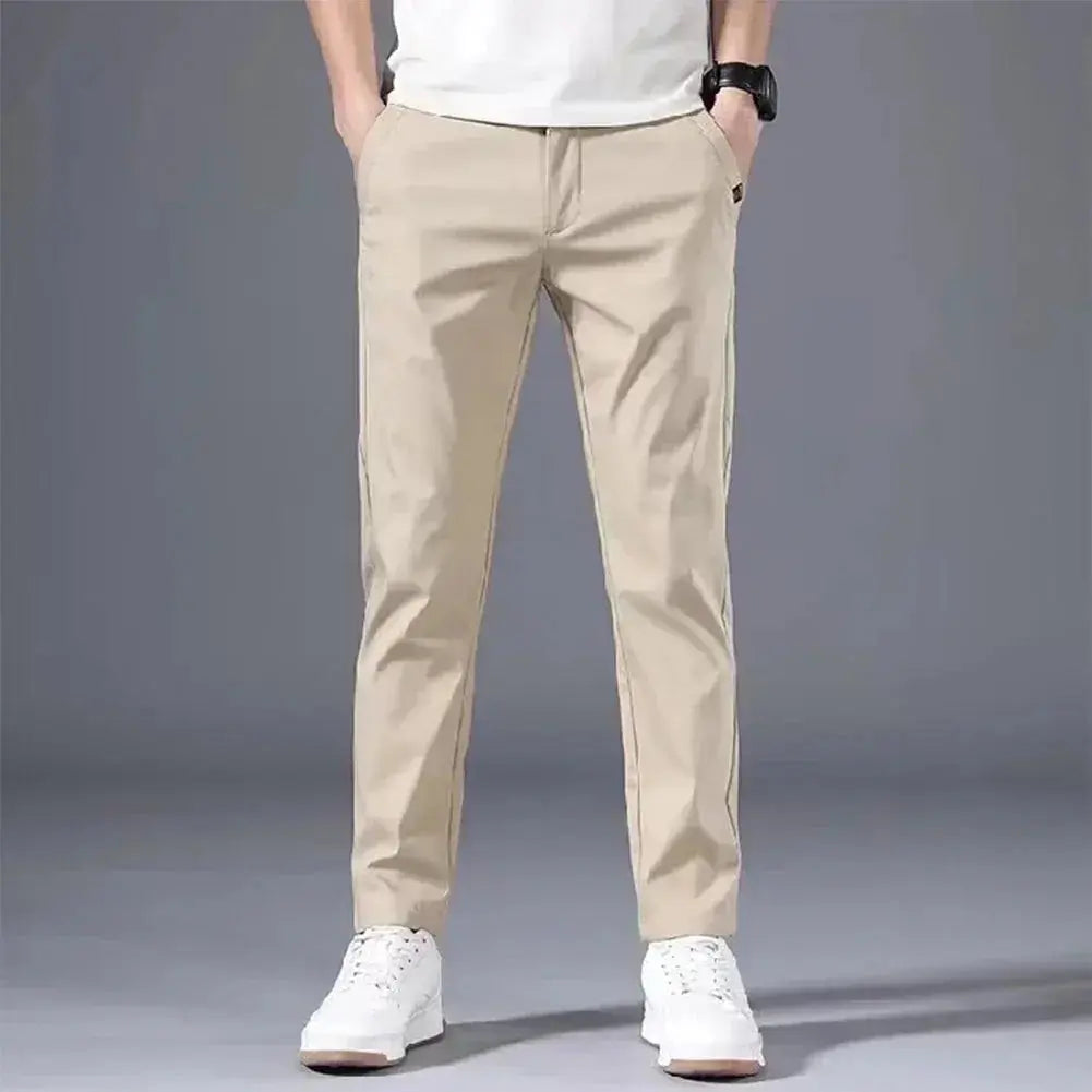 "Men's Slim Fit Chino Pants - Lightweight Summer Trousers - Classic Style with Flexibility and Comfort - Middle Waist Casual Flat Front Full Length Pants for Everyday Wear  Adomoo
