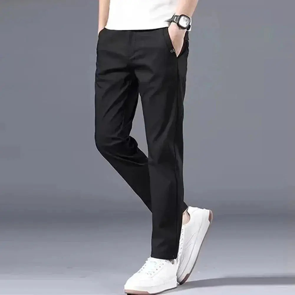 "Men's Slim Fit Chino Pants - Lightweight Summer Trousers - Classic Style with Flexibility and Comfort - Middle Waist Casual Flat Front Full Length Pants for Everyday Wear  Adomoo