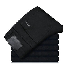 Men's Pure Black Jeans Korean Version Trendy Straight Fit Pants  Adomoo