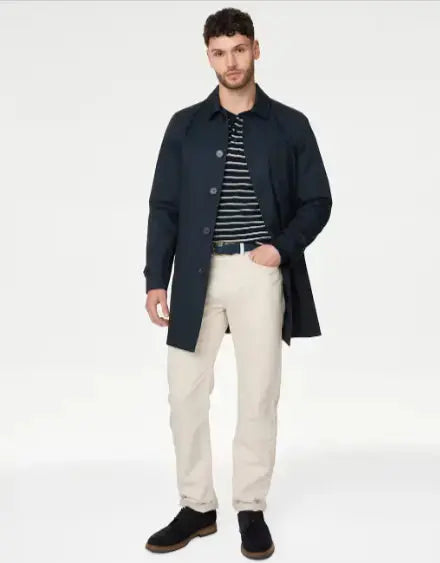 Mens Cotton Blend Mac  Adomoo