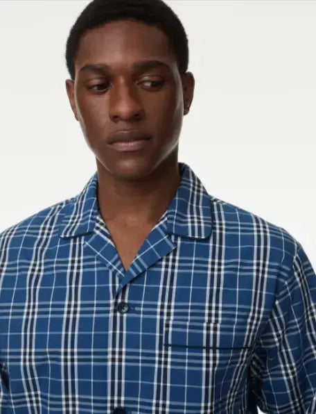 Mens Pure Cotton Checked Pyjama Set  Adomoo