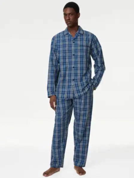 Mens Pure Cotton Checked Pyjama Set  Adomoo