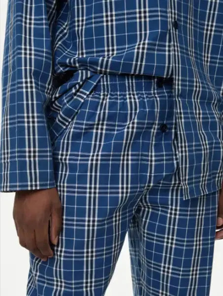 Mens Pure Cotton Checked Pyjama Set  Adomoo
