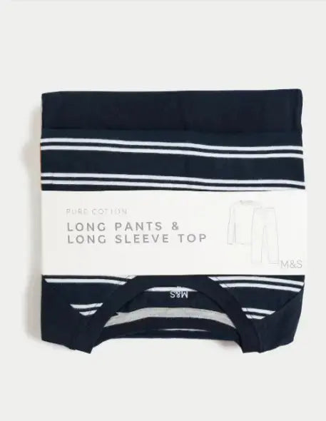 Mens Pure Cotton Striped Pyjama Set  Adomoo