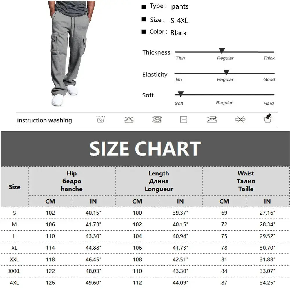 Men's Straight Fit Joggers – Oversized Multi-Pocket Sweatpants for Sports & Streetwear  Adomoo