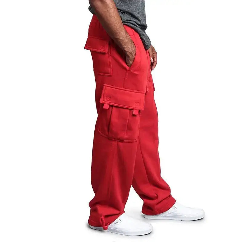 Men's Straight Fit Joggers – Oversized Multi-Pocket Sweatpants for Sports & Streetwear  Adomoo