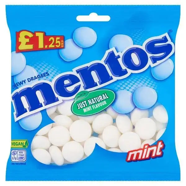 Mentos Chewy Dragees Mint Flavour 135g (Case of 12)  Adomoo