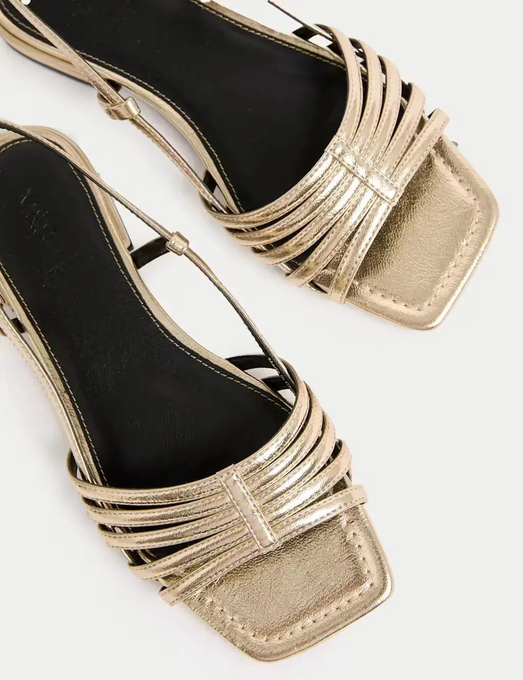 Marks and Spencer Metallic Strappy Flat Square Toe Sandals  Adomoo