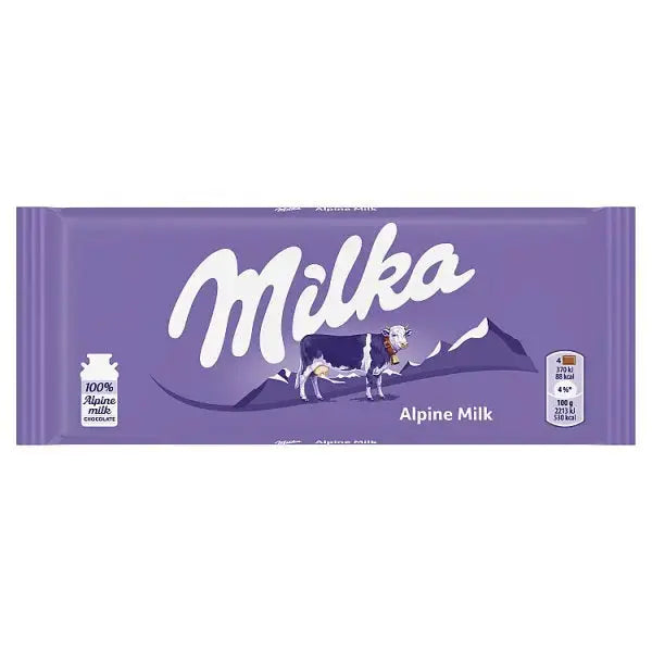 Milka Alpine Milk Chocolate Bar 100g (Case of 24)  Adomoo