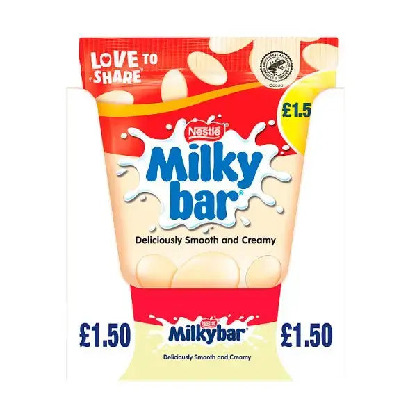Milkybar Giant Buttons White Chocolate Sharing Bag 85g (Case of 12)  Adomoo