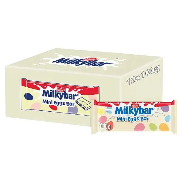 Milkybar Mini Eggs Easter White Chocolate Sharing Bar 100g (Case of 19)  Adomoo
