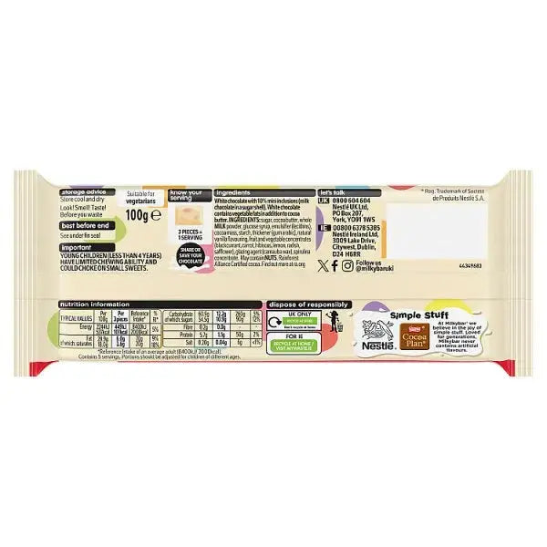Milkybar Mini Eggs Easter White Chocolate Sharing Bar 100g (Case of 19)  Adomoo