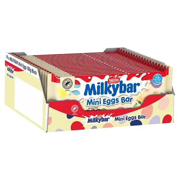 Milkybar Mini Eggs Easter White Chocolate Sharing Bar 100g (Case of 19)  Adomoo