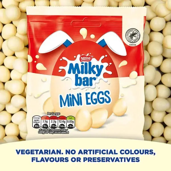 Milkybar White Chocolate Easter Mini Eggs Sharing Bag 80g (Case of 13)  Adomoo