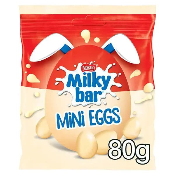 Milkybar White Chocolate Easter Mini Eggs Sharing Bag 80g (Case of 13)  Adomoo