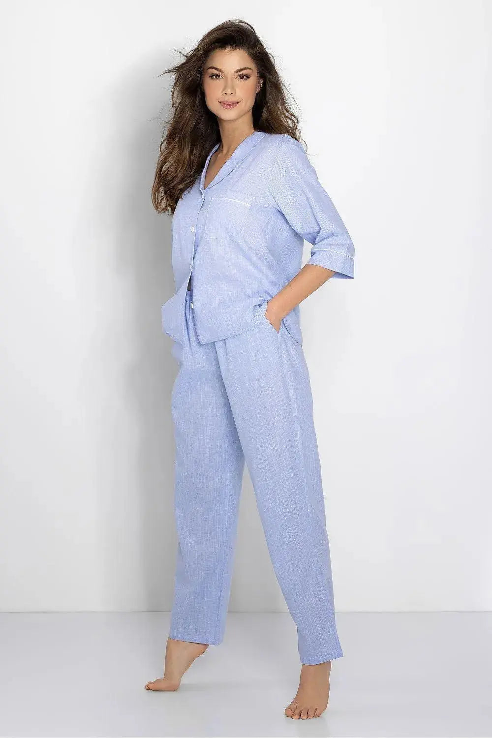 Momenti Per Me airy fabric long pants and shirt womens pajamas  Adomoo