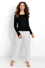 Momenti Per Me black-ecru fashionable womens pajamas  Adomoo