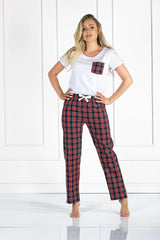 Momenti Per Me colorful checkered pattern blouse and shorts womens pajamas  Adomoo