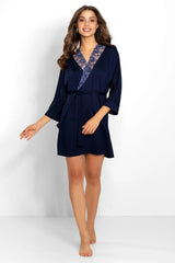 Momenti Per Me floral motif soft, delicate viscose womens bathrobe  Adomoo