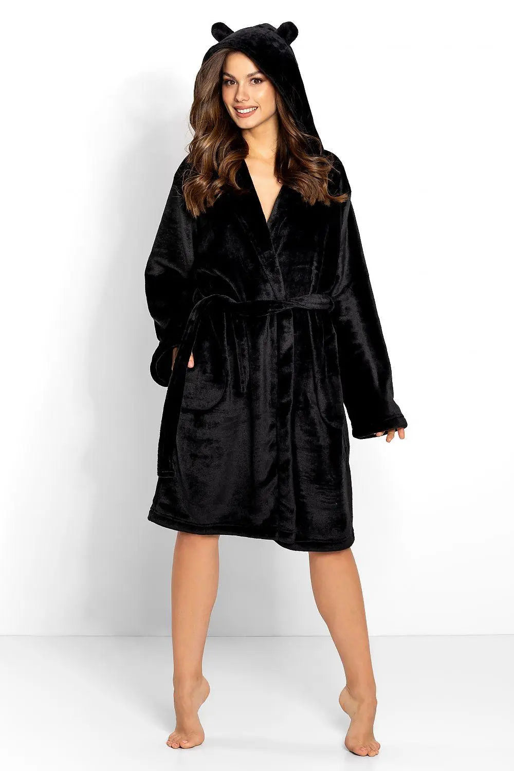 Momenti Per Me high quality black color bathrobe  Adomoo