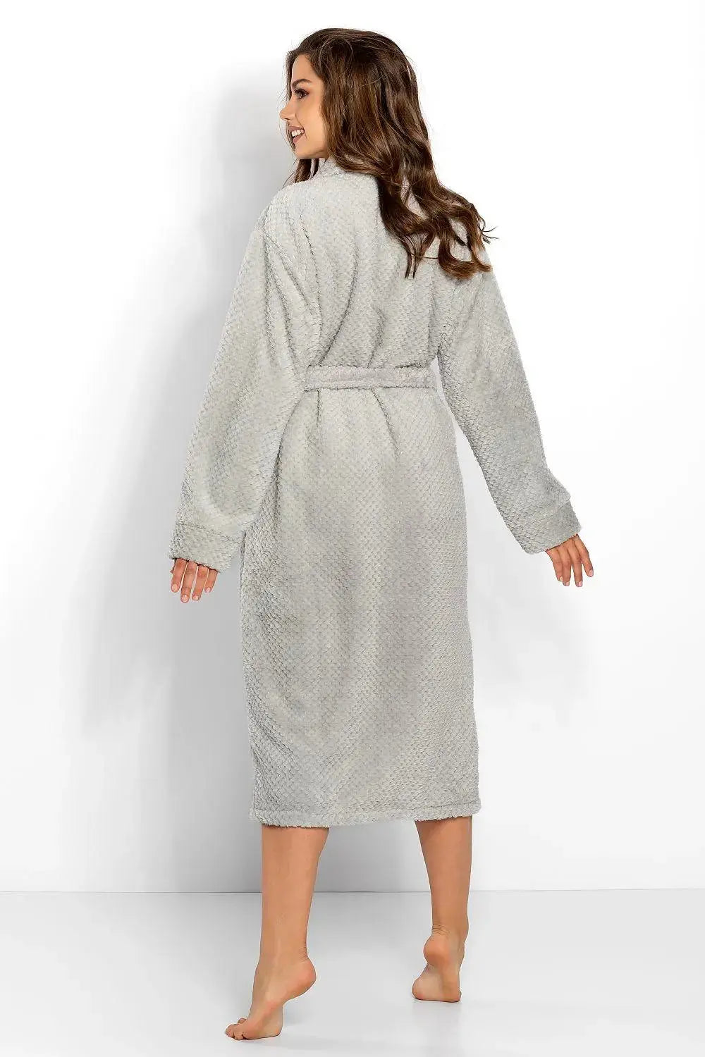 Momenti Per Me knit fabric-shawl collar womens bathrobe  Adomoo