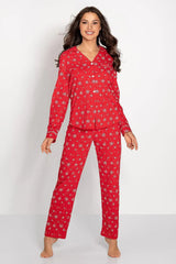 Momenti Per Me sleeve blouse and pant santa pajamas  Adomoo
