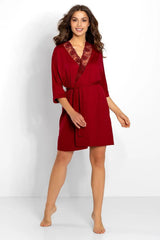 Momenti Per Me  waist tie and smooth fabric bathrobe  Adomoo