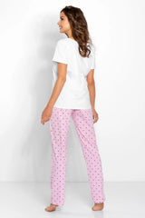 Momenti Per Me white and pink t-shirt and pants womens pajamas  Adomoo