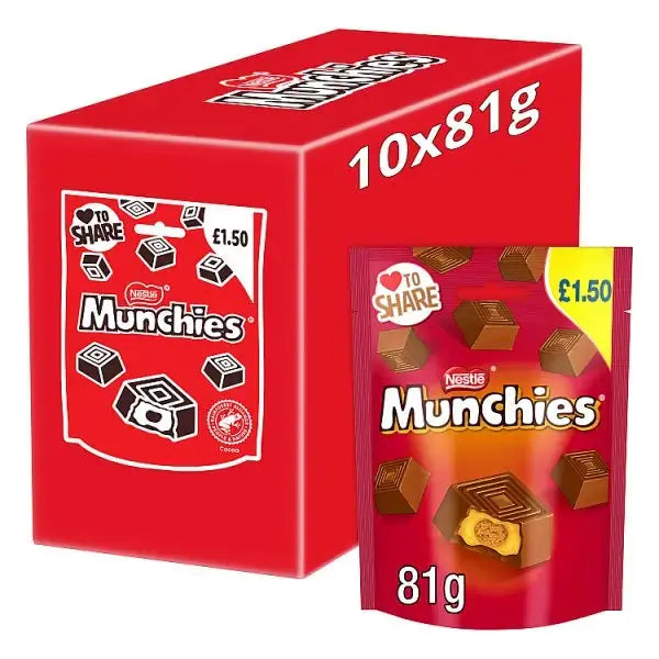 Munchies Milk Chocolate & Caramel Share Bag 81g (Case of 10)  Adomoo