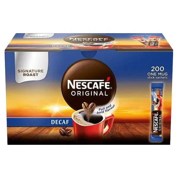 NESCAFE Original Decaf Instant Coffee Sachets - 200 x 1.8g Sticks  Adomoo