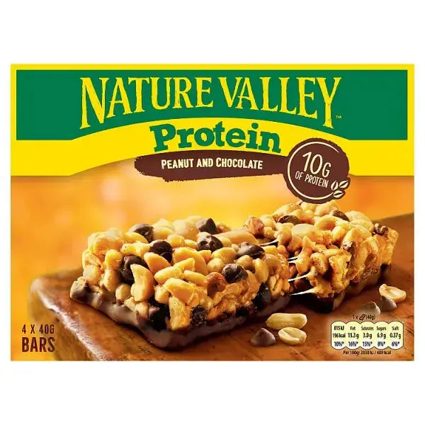 Nature Valley Protein Peanut & Chocolate Cereal Bars 4 x 40g (160g) (Case of 8)  Adomoo