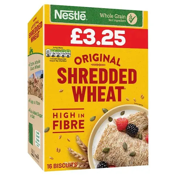 Nestlé Shredded Wheat Original Cereal 16 Biscuits 360g (Case of 5)  Adomoo