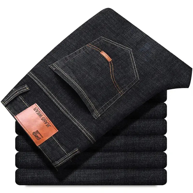 Men's Soft Business Denim Trousers – Light Luxury Stretch Slim Fit  Adomoo