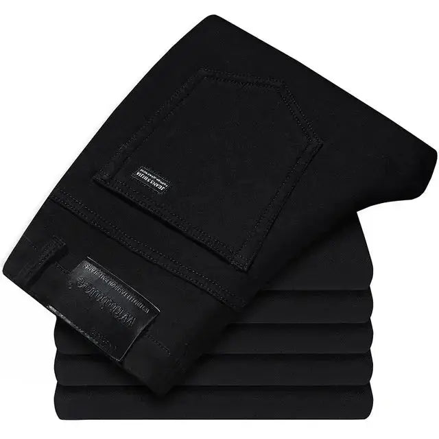 Men's Classic Business Jeans – Regular Straight Stretch Denim (Blue)  Adomoo