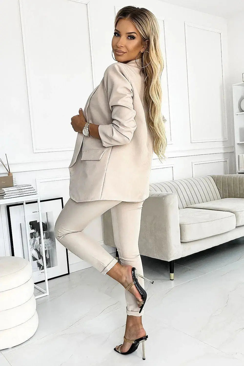 Numoco beige color jacket and pants  Adomoo