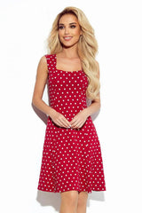 Numoco karo neckline cotton comfortable dress  Adomoo