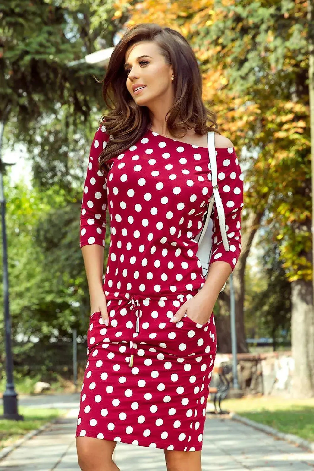 Numoco sporty daydress with 3/4 sleeves, pockets and binding  Adomoo