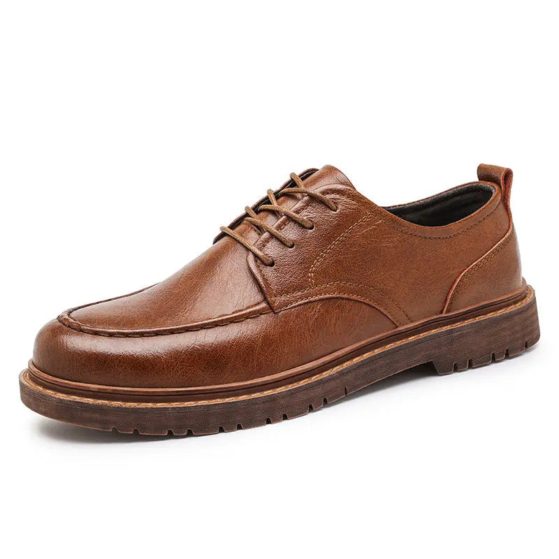 Tooling Casual Leather Shoes All-matching British Leather Shoes  Adomoo