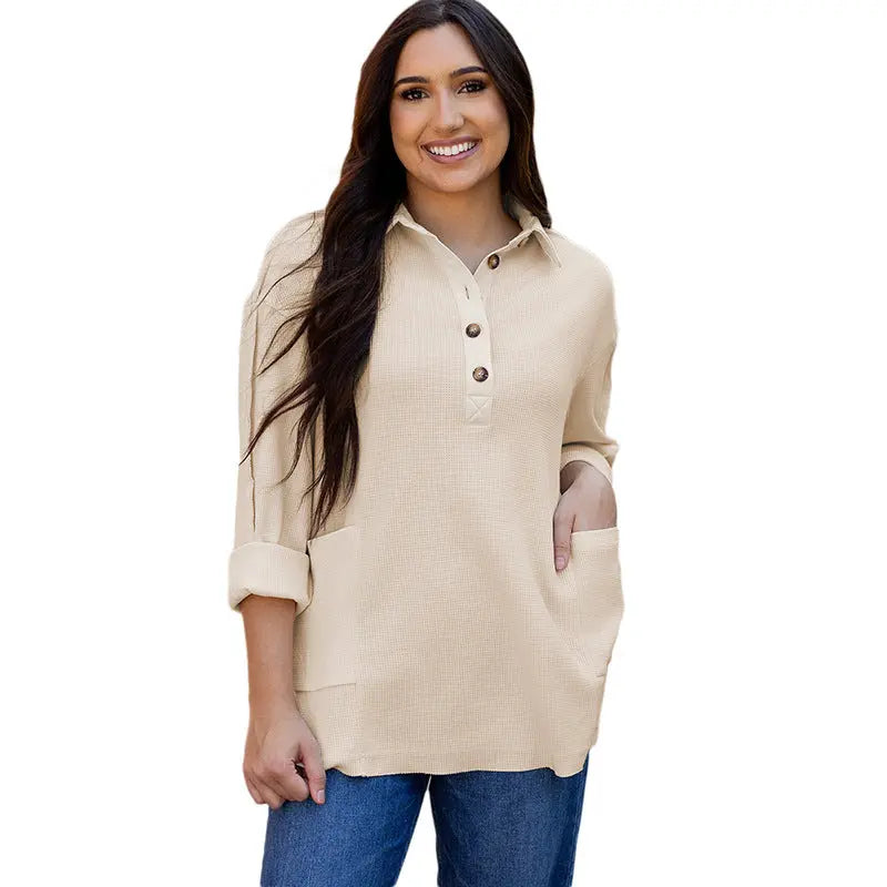 Pullover Round Neck Long Sleeves Top Women's European And American Loose Sweater  Adomoo