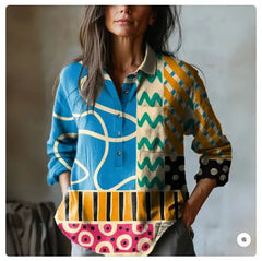 Summer Women's Clothing New Printed Casual Polo Shirt  Adomoo