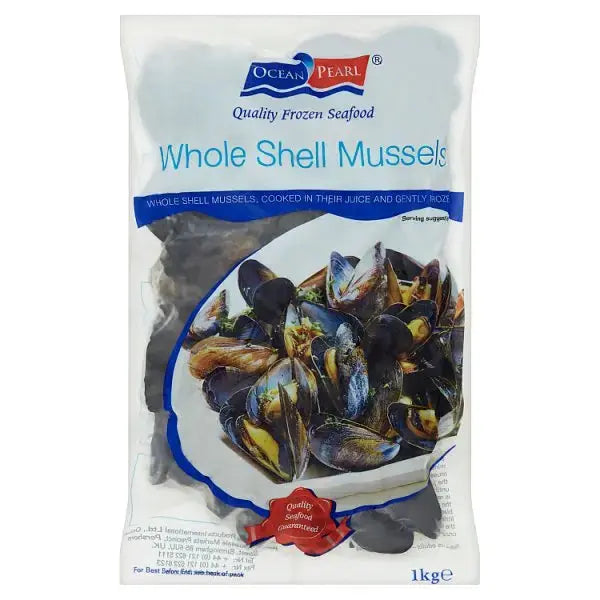 Ocean Pearl Whole Shell Mussels 1kg net  Adomoo