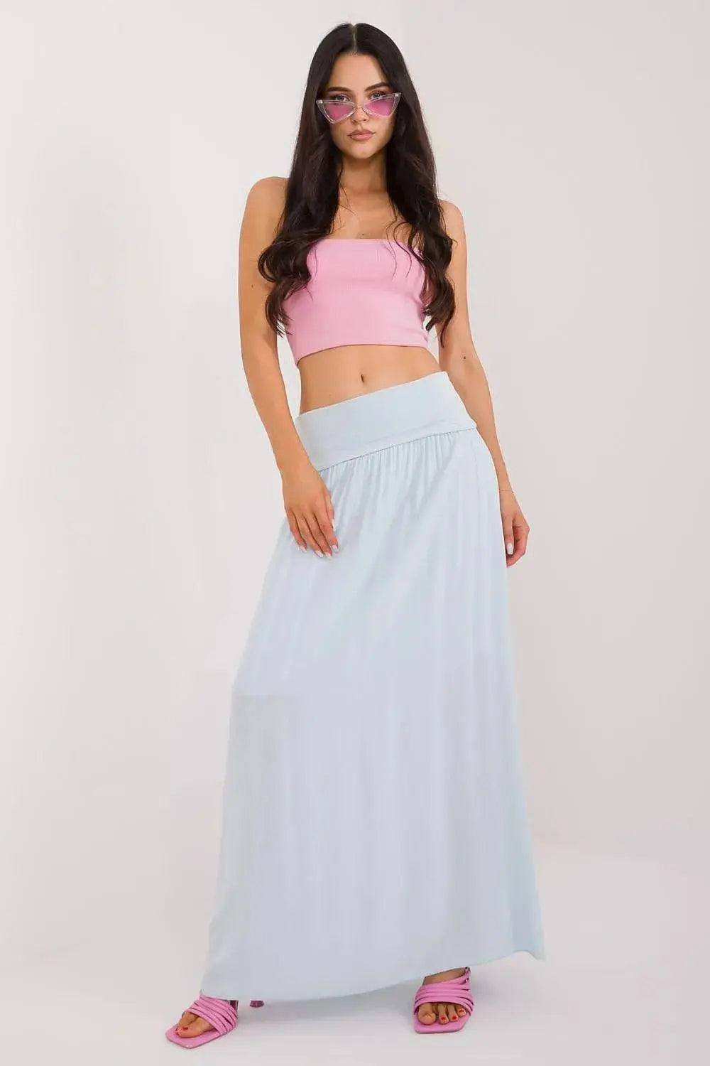 Och Bella smooth, solid material casual maxi skirt  Adomoo